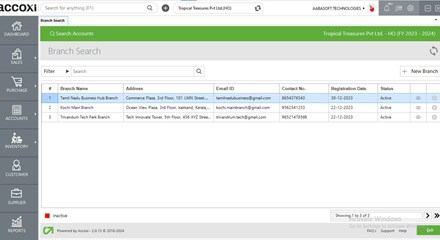 Branch System Log In Multi-Branch Accounting Software | Accoxi
