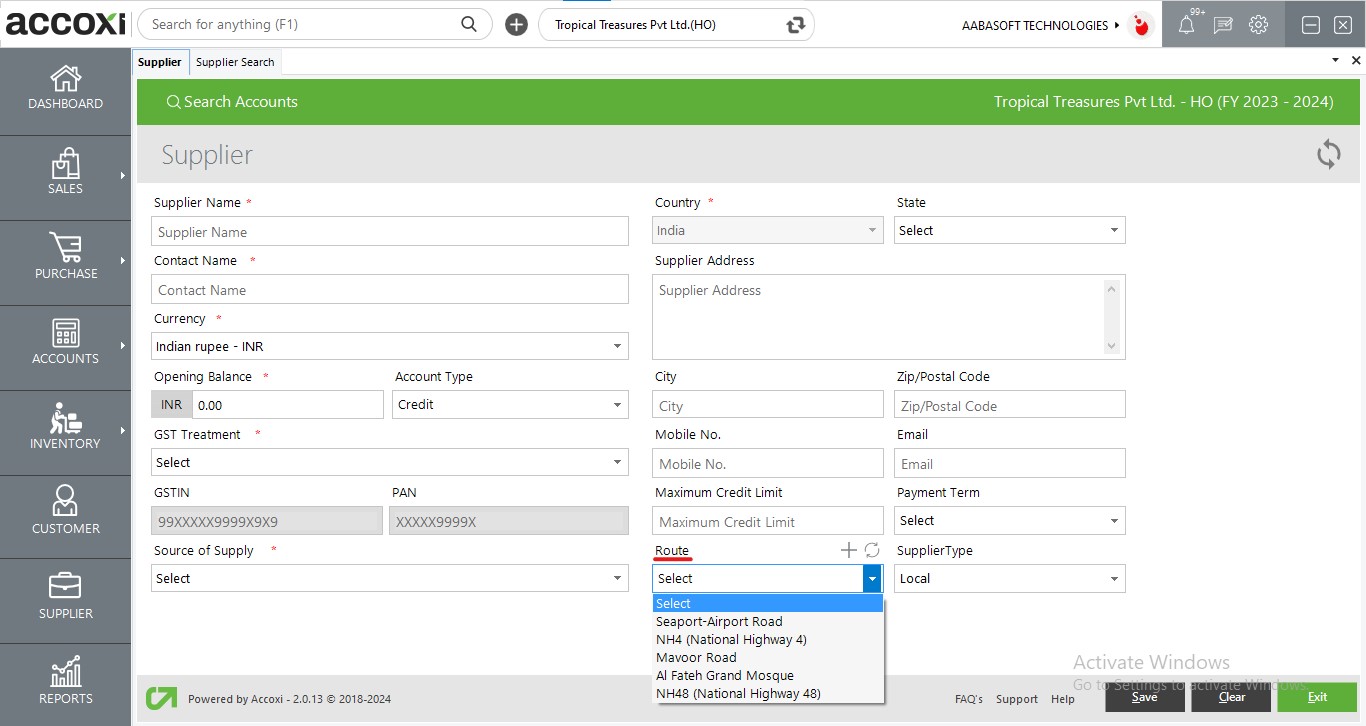 Supplier Route Selection